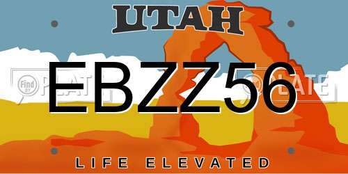 EBZZ56 Utah License Plate
