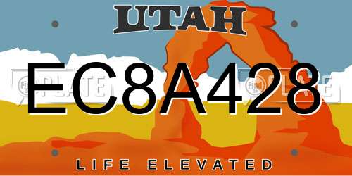 EC8A428 Utah License Plate