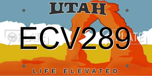 ECV289 Utah License Plate
