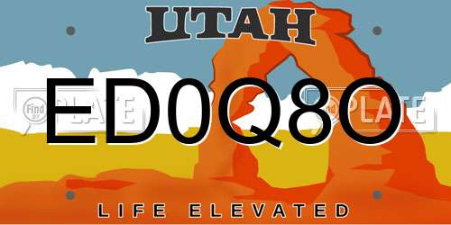 ED0Q8O Utah License Plate