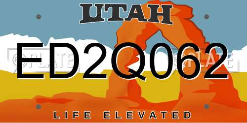 ED2Q062 Utah License Plate