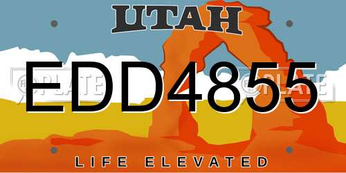 EDD4855 Utah License Plate