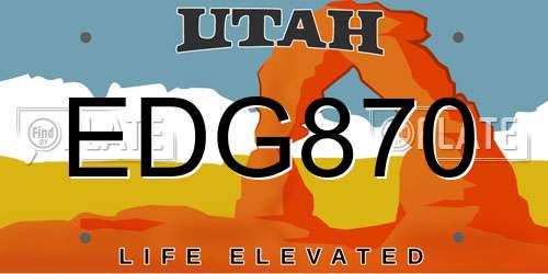 EDG870 Utah License Plate
