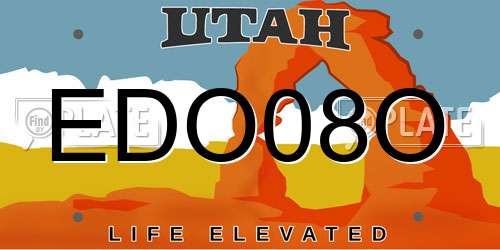 EDO08O Utah License Plate