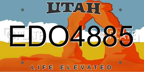 EDO4885 Utah License Plate