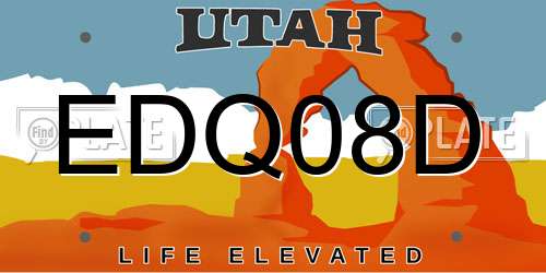 EDQ08D Utah License Plate