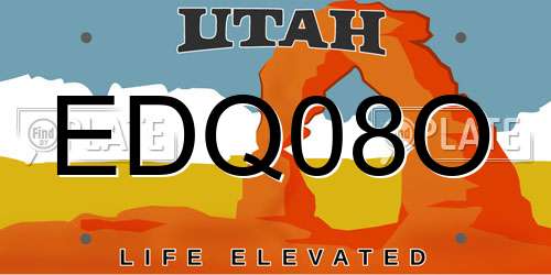 EDQ08O Utah License Plate