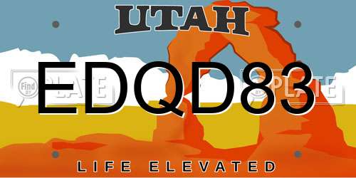 EDQD83 Utah License Plate