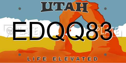 EDQQ83 Utah License Plate