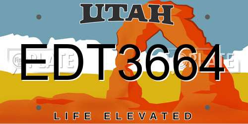 EDT3664 Utah License Plate
