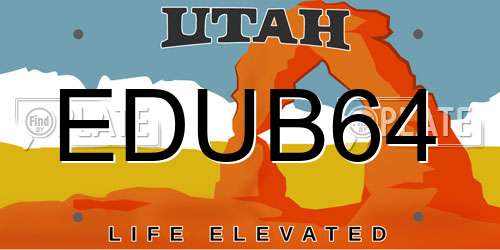 EDUB64 Utah License Plate