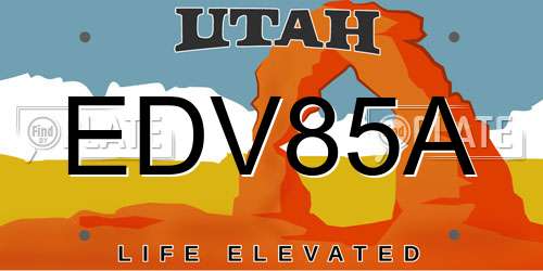 EDV85A Utah License Plate