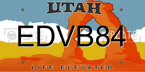 EDVB84 Utah License Plate