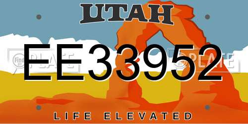 EE33952 Utah License Plate