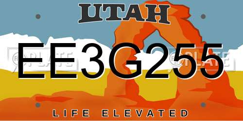 EE3G255 Utah License Plate