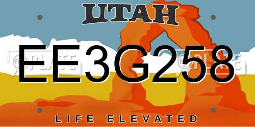 EE3G258 Utah License Plate