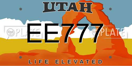 EE777 Utah License Plate
