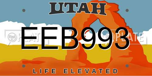 EEB993 Utah License Plate