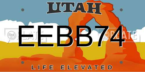 EEBB74 Utah License Plate
