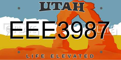 EEE3987 Utah License Plate
