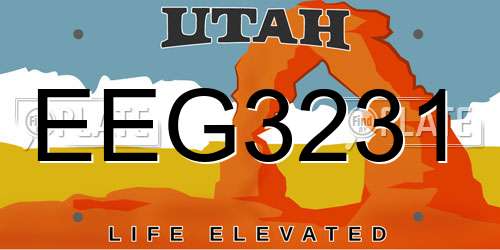 EEG3231 Utah License Plate