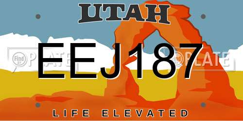 EEJ187 Utah License Plate