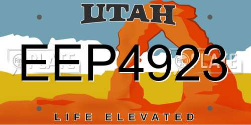 EEP4923 Utah License Plate