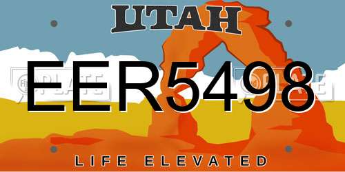EER5498 Utah License Plate