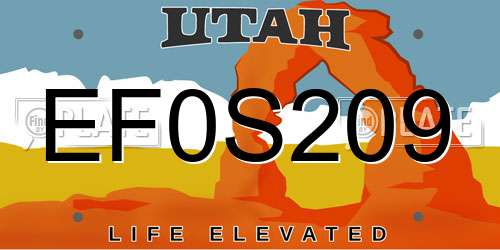 EF0S209 Utah License Plate