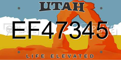 EF47345 Utah License Plate
