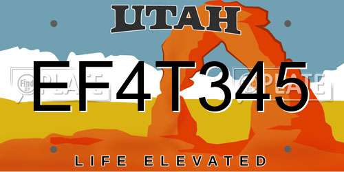 EF4T345 Utah License Plate