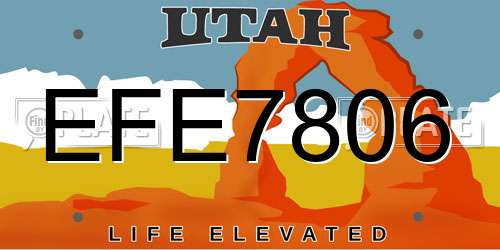 EFE7806 Utah License Plate