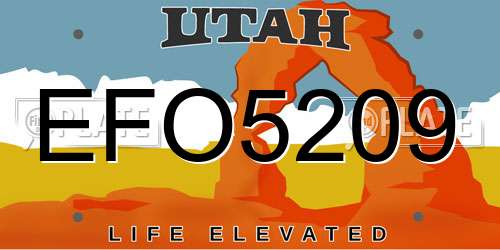 EFO5209 Utah License Plate
