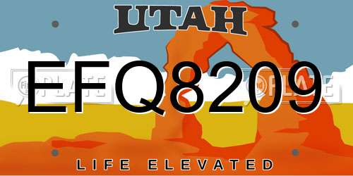 EFQ8209 Utah License Plate