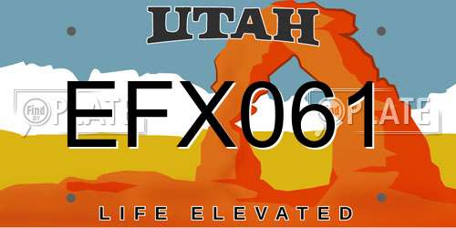 EFX061 Utah License Plate