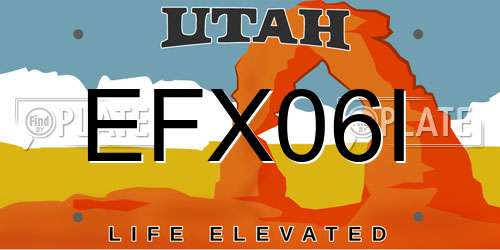 EFX06I Utah License Plate