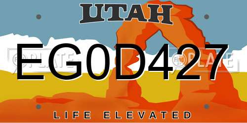 EG0D427 Utah License Plate