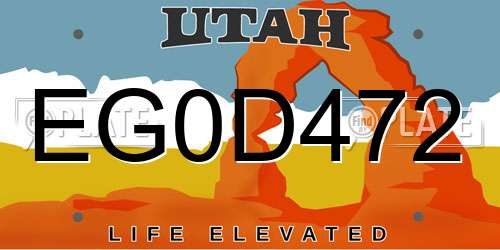 EG0D472 Utah License Plate