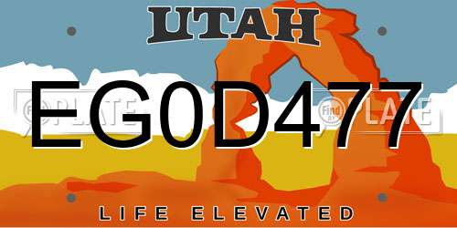EG0D477 Utah License Plate