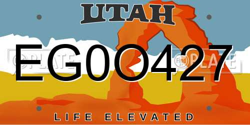 EG0O427 Utah License Plate