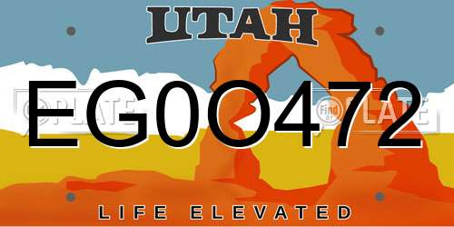 EG0O472 Utah License Plate