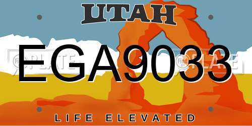 EGA9033 Utah License Plate