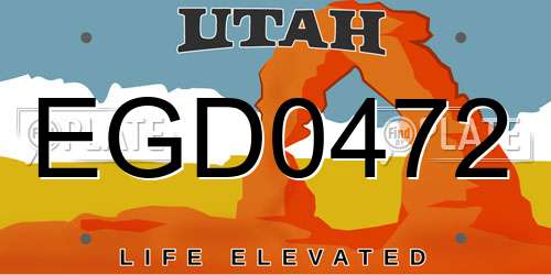 EGD0472 Utah License Plate