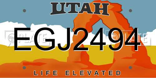 EGJ2494 Utah License Plate