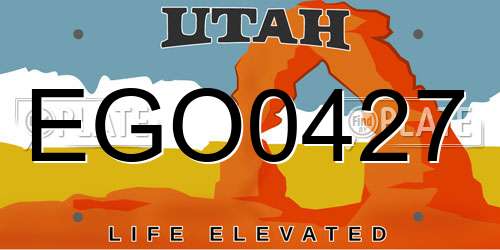 EGO0427 Utah License Plate