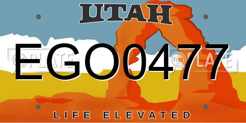EGO0477 Utah License Plate