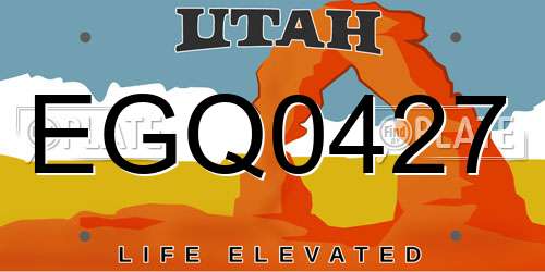 EGQ0427 Utah License Plate