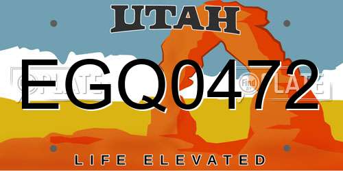 EGQ0472 Utah License Plate