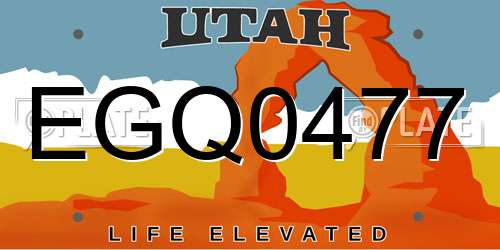 EGQ0477 Utah License Plate