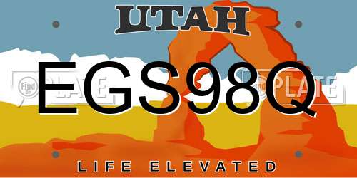 EGS98Q Utah License Plate